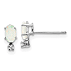 14k White Gold .45 ct tw Oval Cabochon Opal and Diamond Two-Stone Earrings