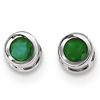 14kt White Gold 4mm Emerald Bezel Earrings