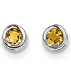 14kt White Gold 4mm Citrine Bezel Earrings