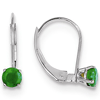 14kt White Gold 4mm Emerald Leverback Earrings