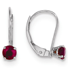 14kt White Gold 7/10 ct Ruby Leverback Earrings