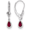 14kt White Gold 1 ct Pear Ruby Leverback Earrings