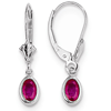 14kt White Gold 1.2 ct Oval Ruby Leverback Earrings