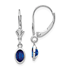 14kt White Gold 2/3 ct Oval Sapphire Leverback Earrings