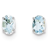 14kt White Gold 7/8 ct Oval Aquamarine Stud Earrings