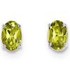 14k White Gold 1 ct Oval Peridot Stud Earrings - AA Quality