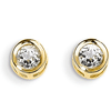 14kt Gold 4mm White Zircon Bezel Earrings
