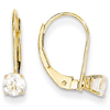 14kt Gold 4mm White Zircon Leverback Earrings
