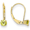 14kt Gold 4mm Peridot Leverback Earrings