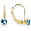 14kt Gold 4mm Blue Topaz Leverback Earrings