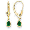 1 ct tw Pear Emerald Leverback Earrings 14k Yellow Gold