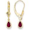 14kt Yellow Gold 1 ct Pear Ruby Leverback Earrings