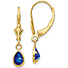 14kt Yellow Gold 1/2 ct Pear Sapphire Leverback Earrings