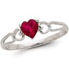 14kt White Gold 1/2 ct Heart Ruby Ring