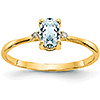 14kt Yellow Gold 2/5 Ct Oval Aquamarine Ring with Diamond Accents