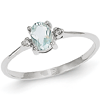 14kt White Gold 2/5 Ct Oval Aquamarine Ring with Diamond Accents