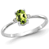14kt White Gold 1/2 Ct Oval Peridot Ring with Diamond Accents