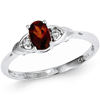 14kt White Gold 1/5 Ct Oval Garnet Ring with Diamond Accents