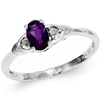 14kt White Gold 1/5 Ct Oval Amethyst Ring with Diamond Accents