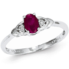 14kt White Gold 1/4 Ct Oval Ruby Ring with Diamond Accents