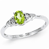 14kt White Gold 1/3 Ct Oval Peridot Ring with Diamond Accents