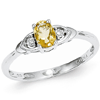 14kt White Gold 1/5 Ct Oval Citrine Ring with Diamond Accents