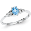 14kt White Gold 1/3 Ct Oval Blue Topaz Ring with Diamond Accents