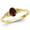 14kt Yellow Gold 1/5 Ct Oval Garnet Ring with Diamond Accents