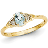 14k Yellow Gold 1/5 Ct Oval Aquamarine Ring with Diamond Accents
