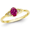 14kt Yellow Gold 1/4 Ct Oval Ruby Ring with Diamond Accents