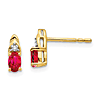 14k Yellow Gold .58 ct tw Oval Ruby Earrings with Diamonds