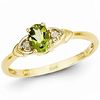 14k Yellow Gold 1/3 Ct Oval Peridot Ring with Diamond Accents