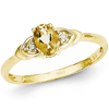 14kt Yellow Gold 1/5 Ct Oval Citrine Ring with Diamond Accents
