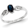 14kt White Gold 2/3 Ct Oval Sapphire Ring with Diamond Accents