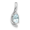 14k White Gold 3/8 ct Oval Aquamarine Pendant with Diamond Accent