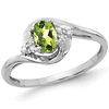 14kt White Gold 1/2 Ct Oval Bypass Peridot Ring with Diamond Accents