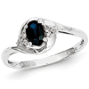 14kt White Gold 2/3 Ct Oval Sapphire Ring with Diamond Accents