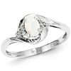 14kt White Gold 1/3 Ct Oval Opal Bypass Ring with Diamond Accents