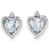 14kt White Gold Oval-cut Aquamarine Heart Earrings with Diamonds