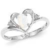14kt White Gold 1/3 Ct Oval Opal Heart Ring with Diamond Accents