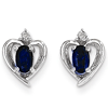14kt White Gold 1/2 ct Oval-cut Sapphire Heart Earrings