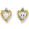 14kt Yellow Gold Oval-cut Aquamarine Heart Earrings with Diamonds