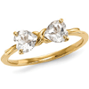 14kt Yellow Gold 1 ct Heart White Topaz Bow Ring