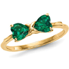 14kt Yellow Gold 4/5 ct Heart Created Emerald Bow Ring