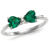 14kt White Gold 4/5 ct Heart Created Emerald Bow Ring