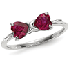 14kt White Gold 1 ct Heart Created Ruby Bow Ring