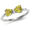 14kt White Gold 1 ct Heart Peridot Bow Ring