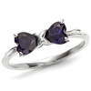 14kt White Gold 1 ct Heart Created Sapphire Bow Ring