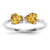 14k White Gold 4/5 ct Heart Created Citrine Bow Ring