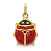 14kt Yellow Gold 1/2in Red Enameled Ladybug Charm